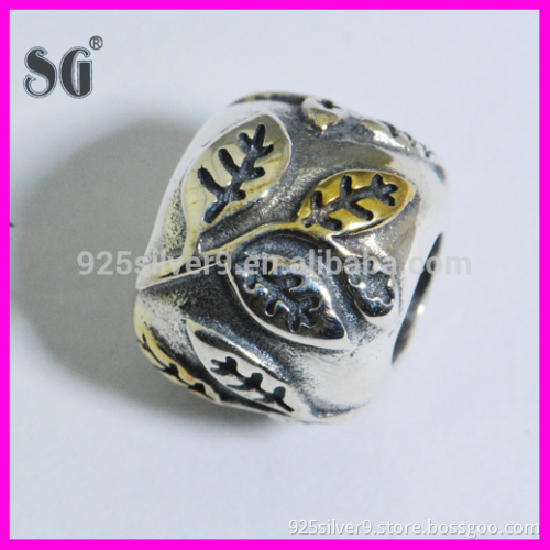 Leaves series 925 sterling silver charms for european hot style bracelet